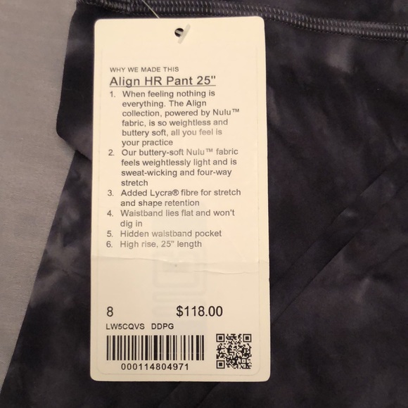 NWT lululemon Align HR Pant 25. Sizes 8 & 12. Diamond Dye Pitch/Graphite Grey - Picture 2 of 10